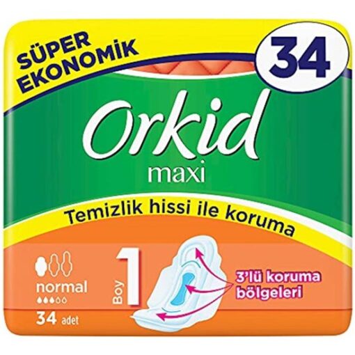 نوار بهداشتی ارکید ماکسی نرمال بسته 34 عددی Orkid maxi