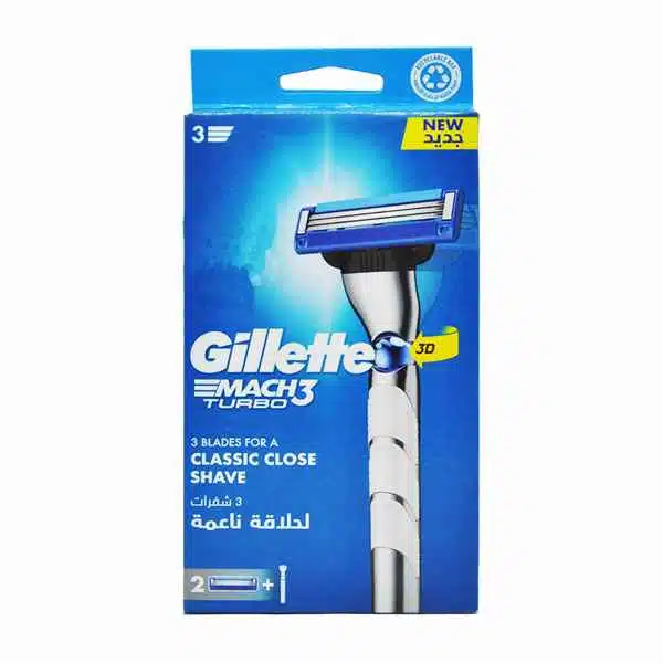 خودتراش ژیلت مدل MACH3 Turbo 3D به همراه دو یدک