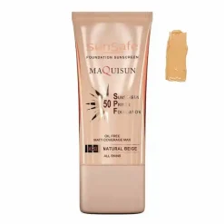کرم ضدآفتاب سان سیف مکی سان بژ طبیعی n20 کرم پودری و پرایمری SPF50
