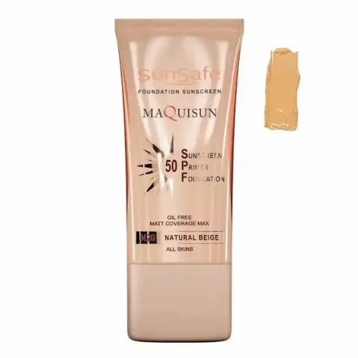 کرم ضدآفتاب سان سیف مکی سان بژ طبیعی n20 کرم پودری و پرایمری SPF50