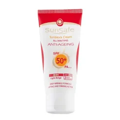 کرم ضد آفتاب و ضد چروک سان سیف رنگی بژ روشن SPF50 حجم 50 میل